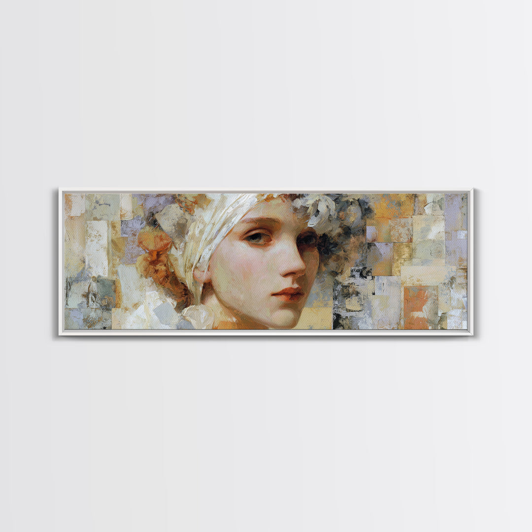 Renaissance Inspired Portrait with Modern Softness Canvas Print, Italian Villa Art, Oil Painting, Living Room Decor, Villa, IVA-3x1-58