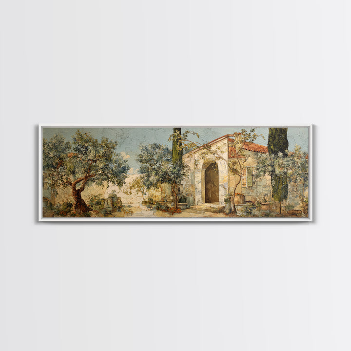 Olive Grove Path Canvas Print, Italian Villa Art, Coastal Wall Decor, Living Room Decor, Fine Art, Villa, Neutral Decor, IVA-3x1-91