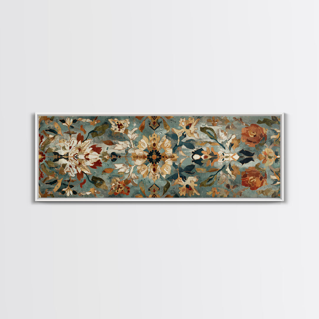 Florentine Floral Ornament Pattern Canvas Print, Italian Villa Art, Coastal Wall Art, Living Room Decor, Oil Painting, Villa, IVA-3x1-98