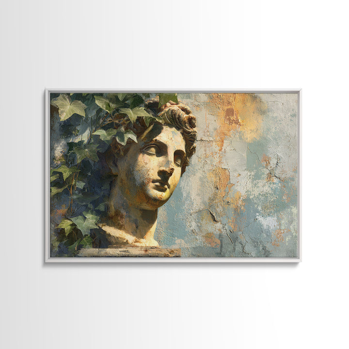 Classic Roman Statue Bust Canvas Print, Italian Villa Art, Art Print, Living Room Decor, Watercolor Art, Villa, Printable Art, IVA-3x2-16