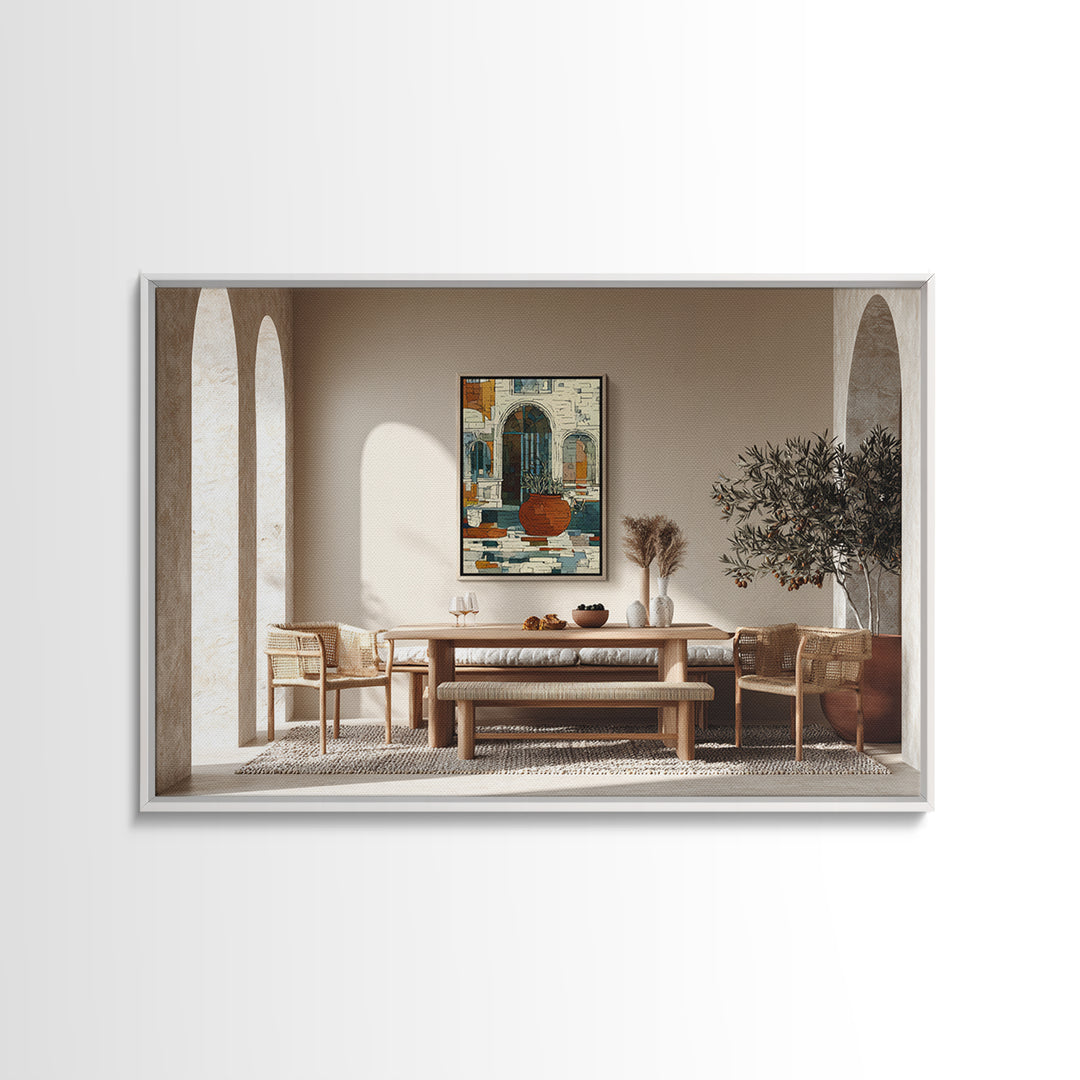 White Wine and Olives Still Life Framed Canvas Print, Italian Villa Art, Room Decor, Living Room Decor, Fine Art, Villa, IVA-3x2-20