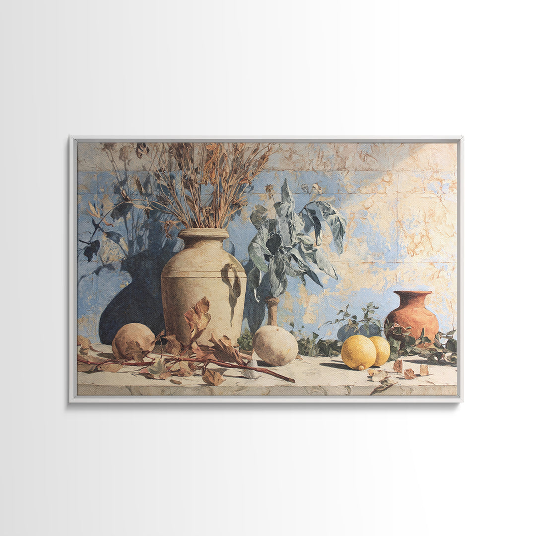 Marble Fruit Still Life Canvas Print, Italian Villa Art, Statement Artwork, Living Room Decor, Fine Art, Villa, Oil Painting, IVA-3x2-3