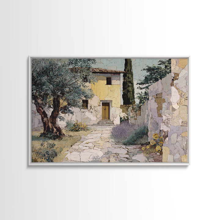 Olive Grove Path Framed Canvas Print, Italian Villa Art, Oil Painting, Living Room Decor, Fine Art, Villa, Farmhouse Wall Art, IVA-3x2-31