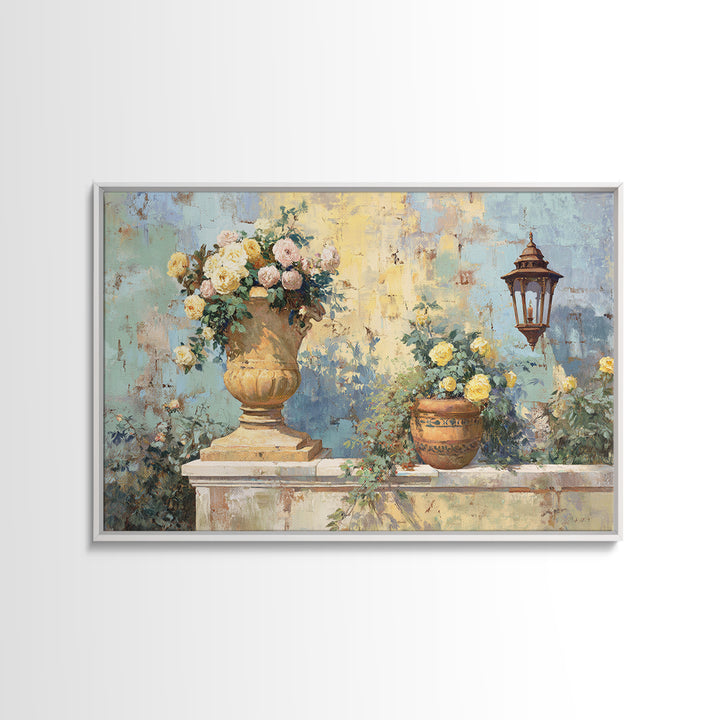 Italian Villa Garden Urn Canvas Print, Italian Villa Art, Framed Wall Art, Living Room Decor, Watercolor Art, Villa, IVA-3x2-34