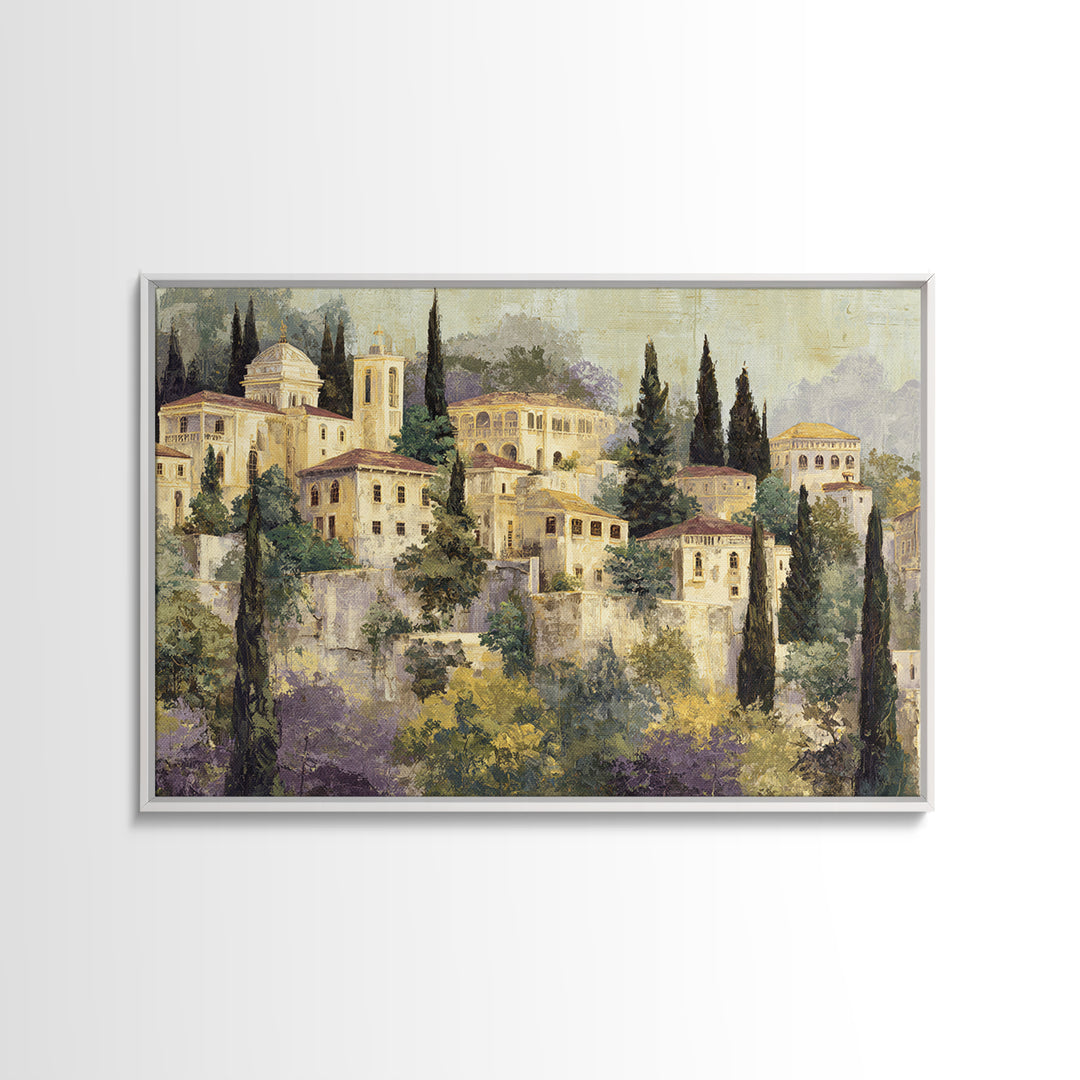 Tuscan Hillside with Cypress Trees and Golden Canvas Print, Italian Villa Art, Living Room Wall Art, Living Room Decor, Villa, IVA-3x2-53