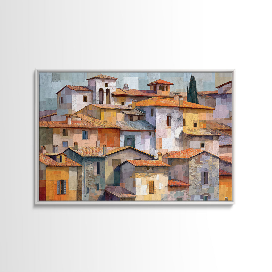 Terracotta Rooftops Against Pale Sky Canvas Print, Italian Villa Art, Living Room Wall Art, Living Room Decor, Fine Art, Villa, IVA-3x2-56