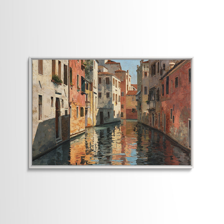 Venetian Canal Reflection Without City Crowd Canvas Print, Italian Villa Art, Coastal Decor, Living Room Decor, Fine Art, Villa, IVA-3x2-72