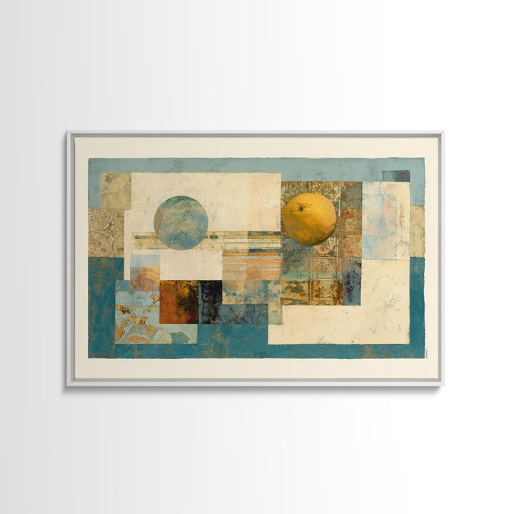 Coastal Lemons and Striped Cloth Arrangement Canvas Print, Italian Villa Art, Living Room Decor, Watercolor Art, Villa, IVA-3x2-76