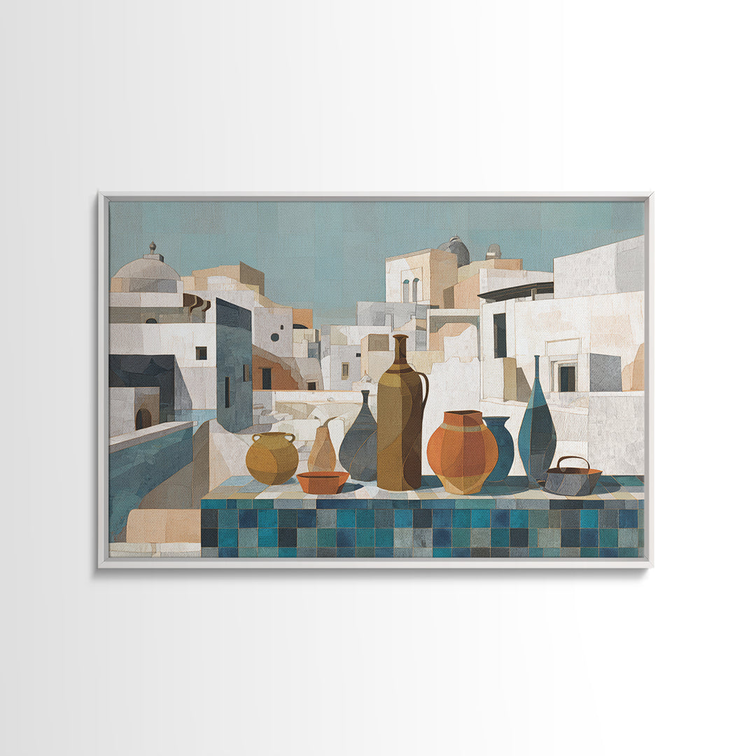 Terracotta Rooftops Against Pale Sky Canvas Print, Italian Villa Art, Farmhouse Wall Art, Living Room Decor, Villa, IVA-3x2-80