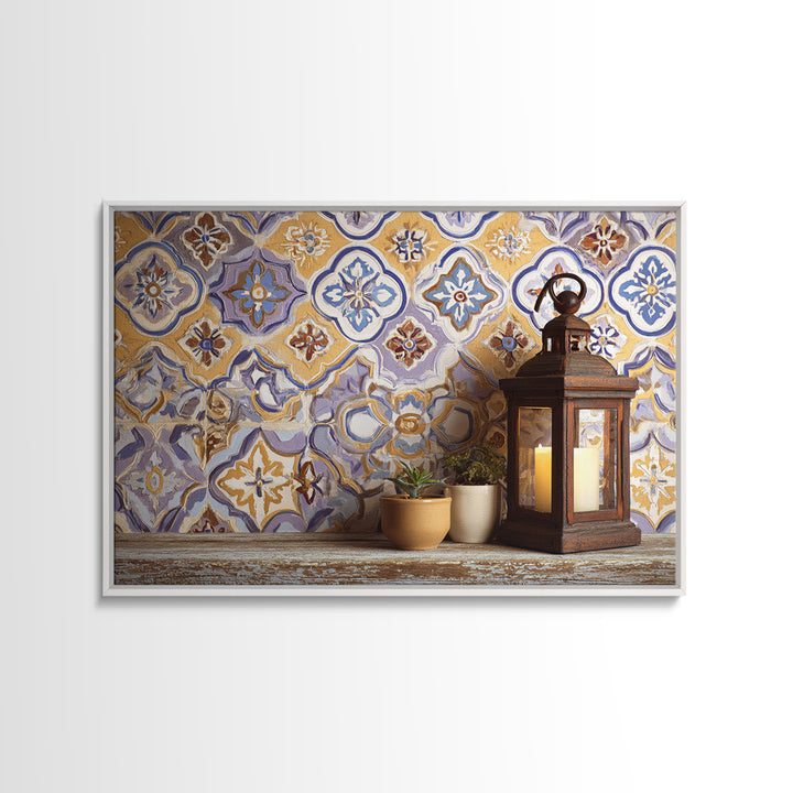 Italian Tile Pattern Canvas Print, Italian Villa Art, Coastal Decor, Living Room Decor, Fine Art, Villa, Landscape Print, IVA-3x2-93
