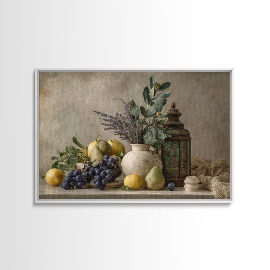 Marble Fruit Still Life Framed Canvas Print, Italian Villa Art, Digital Download Art, Living Room Decor, Fine Art, Villa, IVA-3x2-99