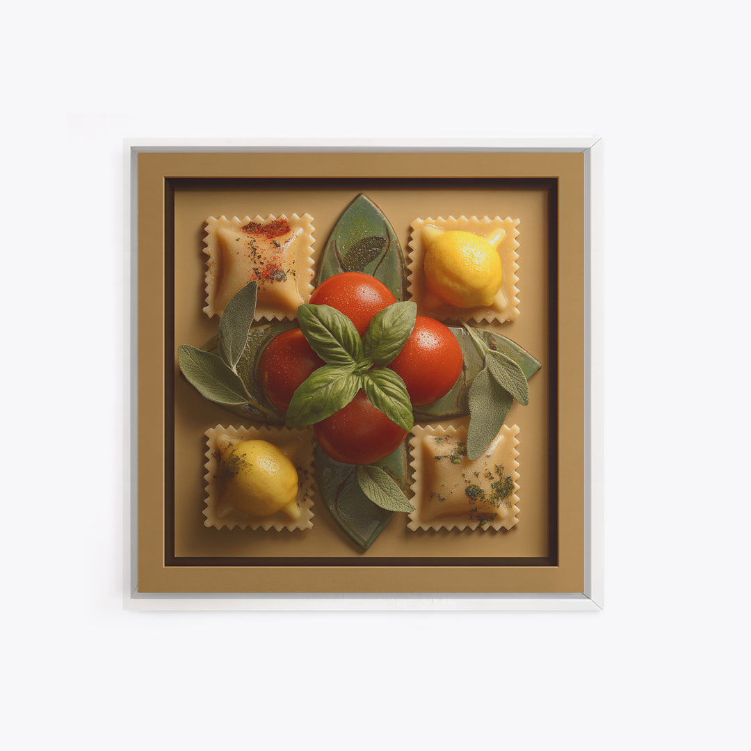 Pasta Lemons and Basil Mediterranean Still Life Canvas Print, Kitchen Art, Dining Room Wall Art, Kitchen Decor, Kitchen, KIT-1x1-17