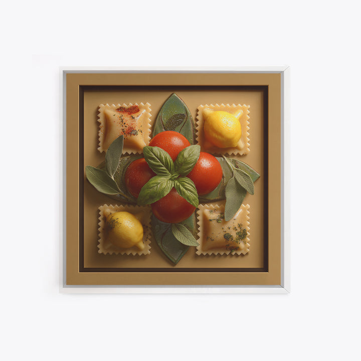 Pasta Lemons and Basil Mediterranean Still Life Canvas Print, Kitchen Art, Dining Room Wall Art, Kitchen Decor, Kitchen, KIT-1x1-17