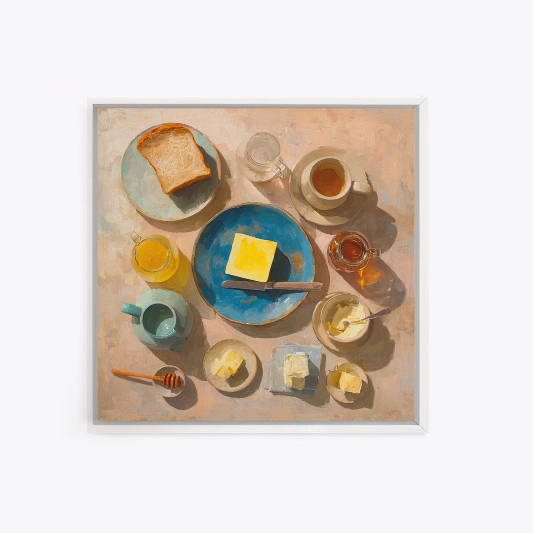 Fresh Bread with Butter and Honey Canvas Print, Kitchen Art, Kitchen Decor, Kitchen, Kitchen Art Print, Bar Cart Decor, KIT-1x1-18