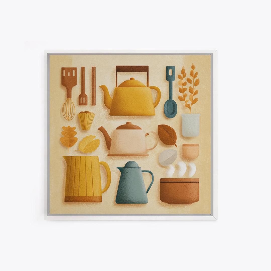 Kitchen Utensil Silhouettes Framed Canvas Print, Kitchen Art, Kitchen Print, Kitchen Decor, Fine Art, Kitchen, Art Print, KIT-1x1-21
