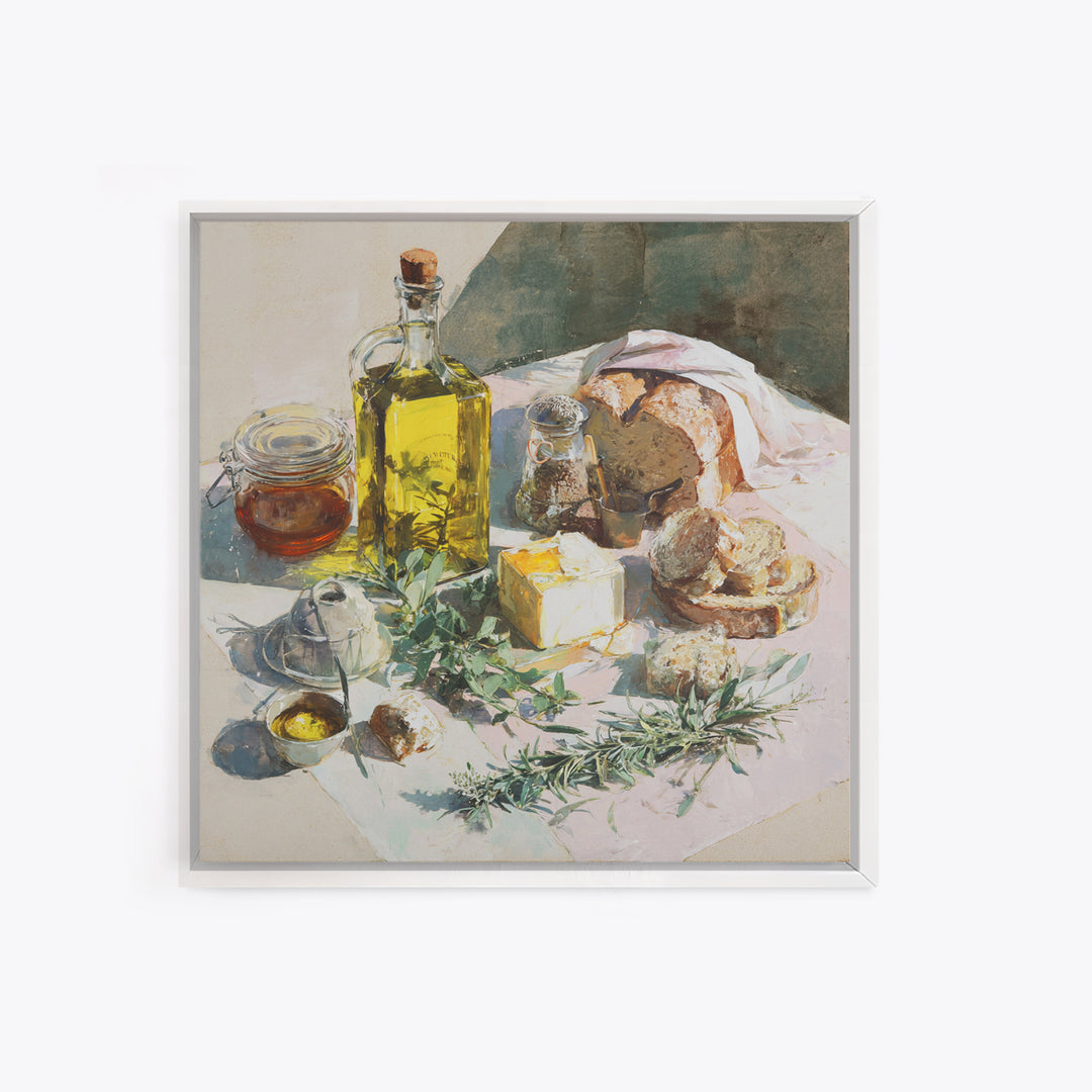 Olive Oil Bottle and Rosemary Branch Framed Canvas Print, Kitchen Art, Fine Art Print, Kitchen Decor, Fine Art, Kitchen, KIT-1x1-29
