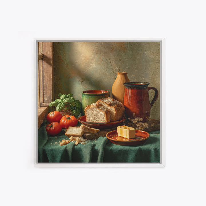 Fresh Bread with Butter and Honey Framed Canvas Print, Kitchen Art, Kitchen Prints, Kitchen Decor, Abstract Art, Kitchen, KIT-1x1-42