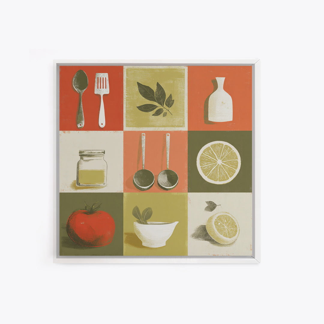 Kitchen Utensil Silhouettes Canvas Print, Kitchen Art, Neutral Decor, Kitchen Decor, Abstract Art, Kitchen, Wall Art, KIT-1x1-45