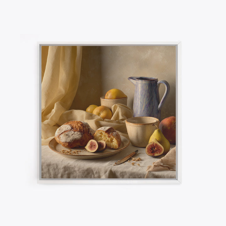 Figs Pomegranates and Linen Composition Framed Canvas Print, Kitchen Art, Poster Art, Kitchen Decor, Fine Art, Kitchen, KIT-1x1-46
