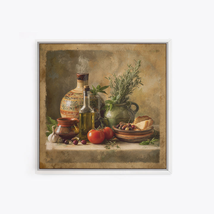 Olive Oil Bottle and Rosemary Branch Canvas Print, Kitchen Art, Coffee Print, Kitchen Decor, Watercolor Art, Kitchen, KIT-1x1-5