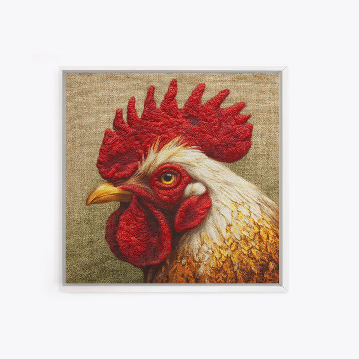 Rooster Portrait for Country Kitchen Charm Framed Canvas Print, Kitchen Art, Kitchen Wall Decor, Kitchen Decor, Kitchen, KIT-1x1-64