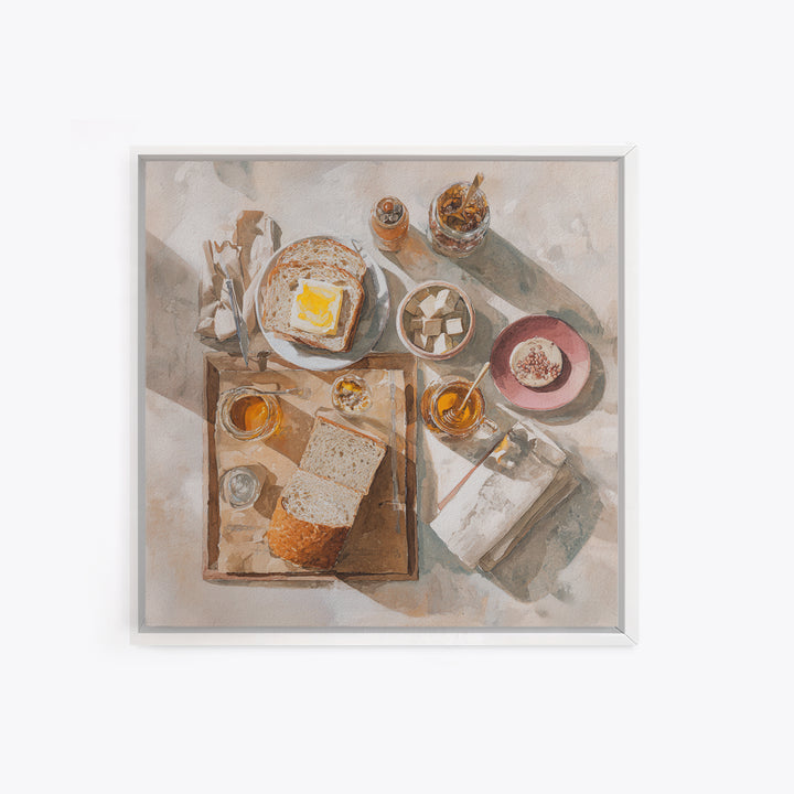 Fresh Bread with Butter and Honey Framed Canvas Print, Kitchen Art, Kitchen Prints, Kitchen Decor, Abstract Art, Kitchen, KIT-1x1-66