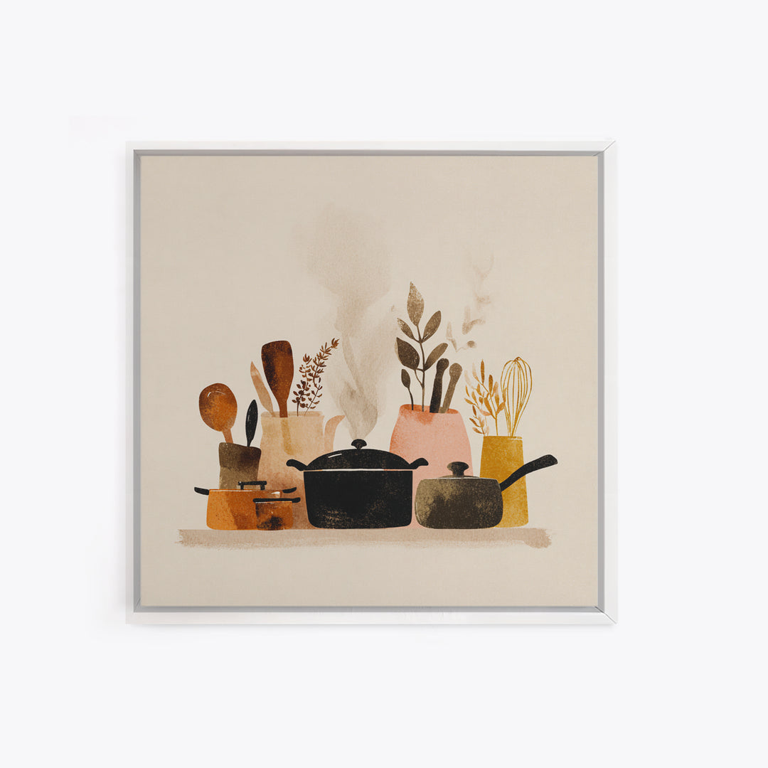 Kitchen Utensil Silhouettes Canvas Print, Kitchen Art, Neutral Decor, Kitchen Decor, Abstract Art, Kitchen, Wall Art, KIT-1x1-69