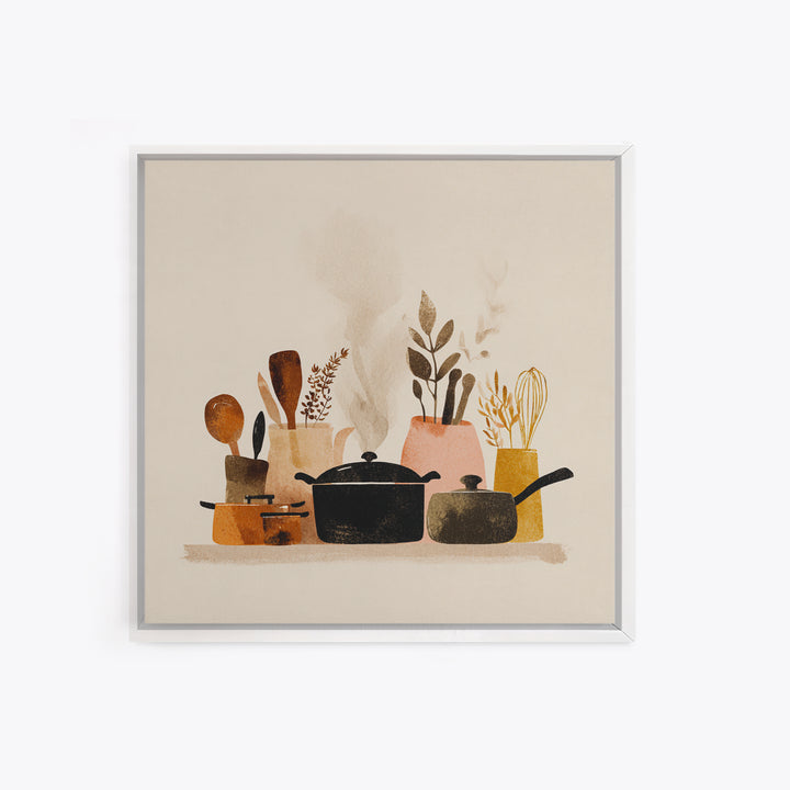 Kitchen Utensil Silhouettes Canvas Print, Kitchen Art, Neutral Decor, Kitchen Decor, Abstract Art, Kitchen, Wall Art, KIT-1x1-69