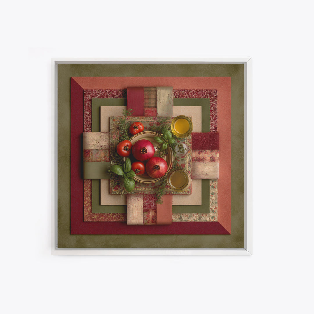 Figs Pomegranates and Linen Composition Framed Canvas Print, Kitchen Art, Poster Art, Kitchen Decor, Fine Art, Kitchen, KIT-1x1-70