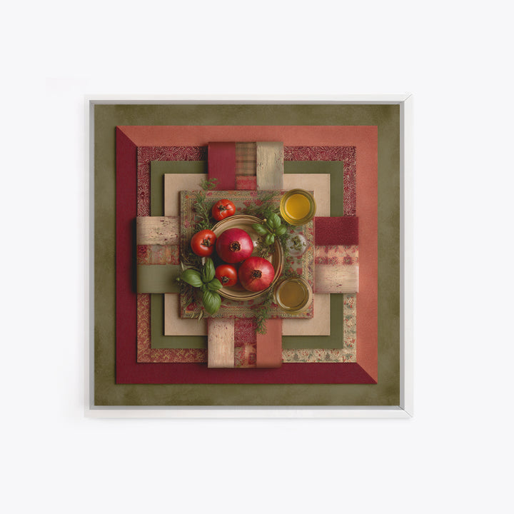 Figs Pomegranates and Linen Composition Framed Canvas Print, Kitchen Art, Poster Art, Kitchen Decor, Fine Art, Kitchen, KIT-1x1-70