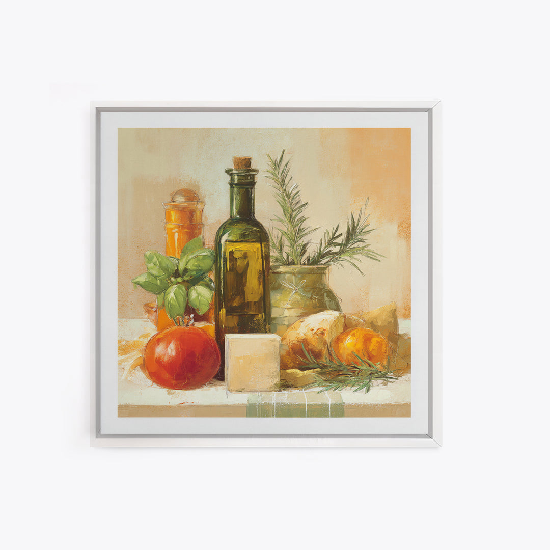 Olive Oil Bottle and Rosemary Branch Canvas Print, Kitchen Art, Room Decor, Kitchen Decor, Fine Art, Kitchen, Digital Art, KIT-1x1-77