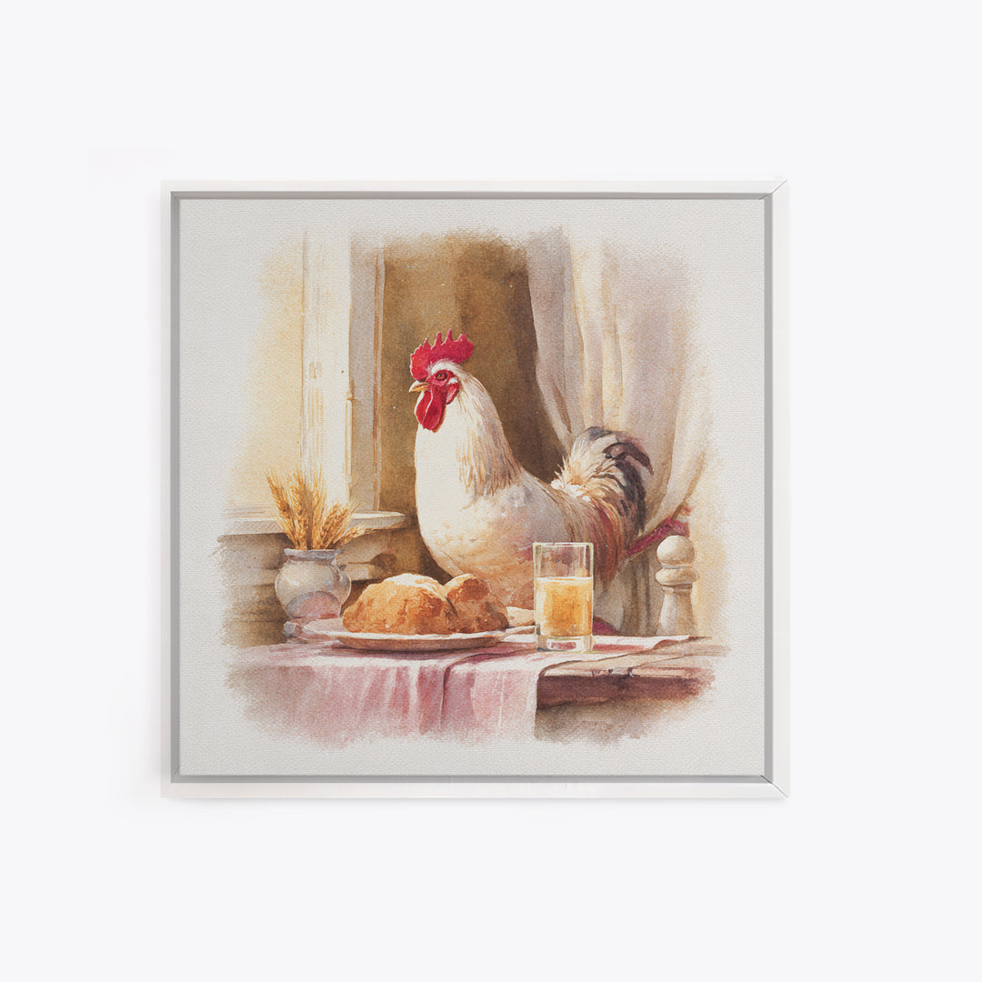Rooster Portrait for Country Kitchen Charm Framed Canvas Print, Kitchen Art, Textured Painting, Kitchen Decor, Kitchen, KIT-1x1-88