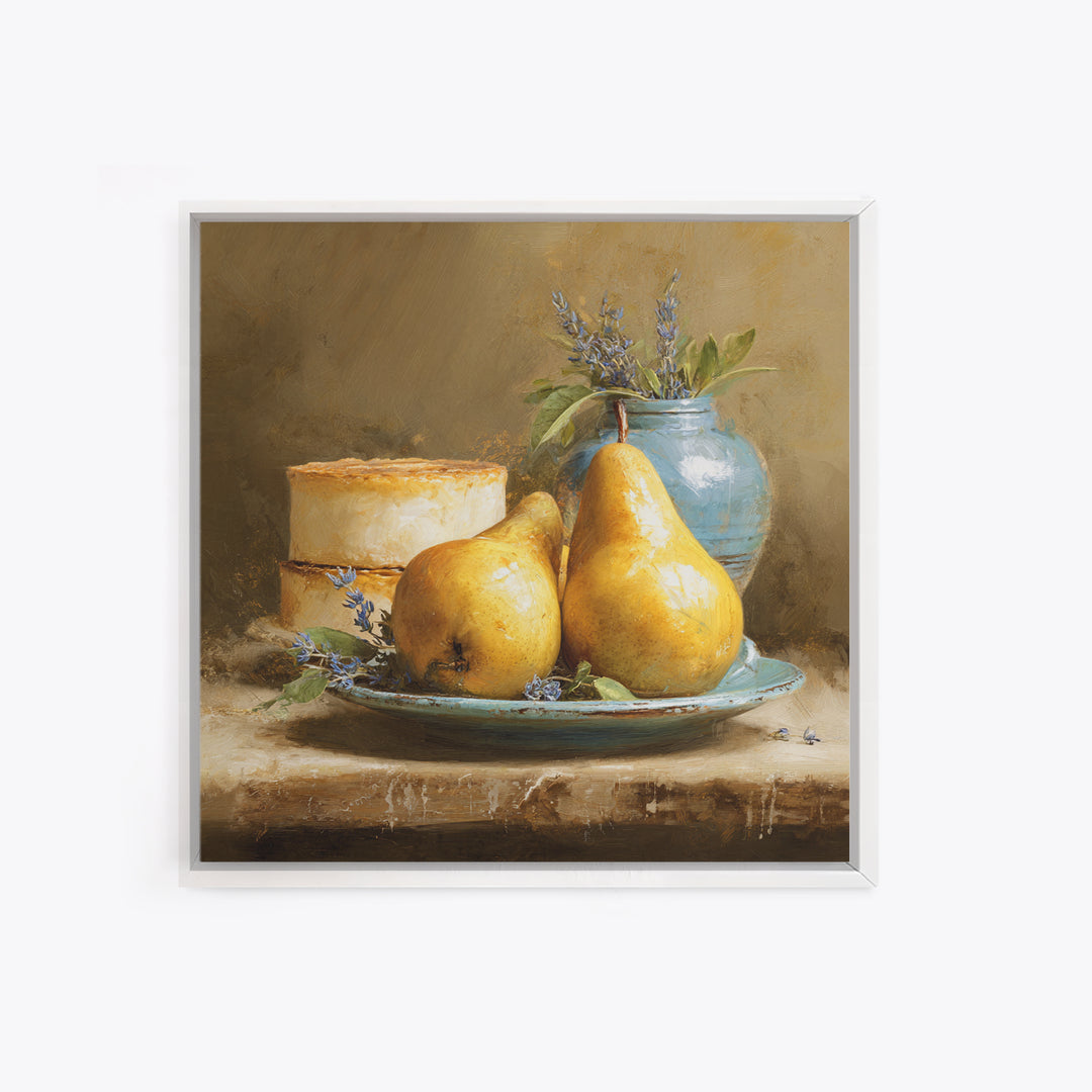 Farmhouse Pears on a Wooden Board Canvas Print, Kitchen Art, Kitchen Art Print, Kitchen Decor, Fine Art, Kitchen, KIT-1x1-9