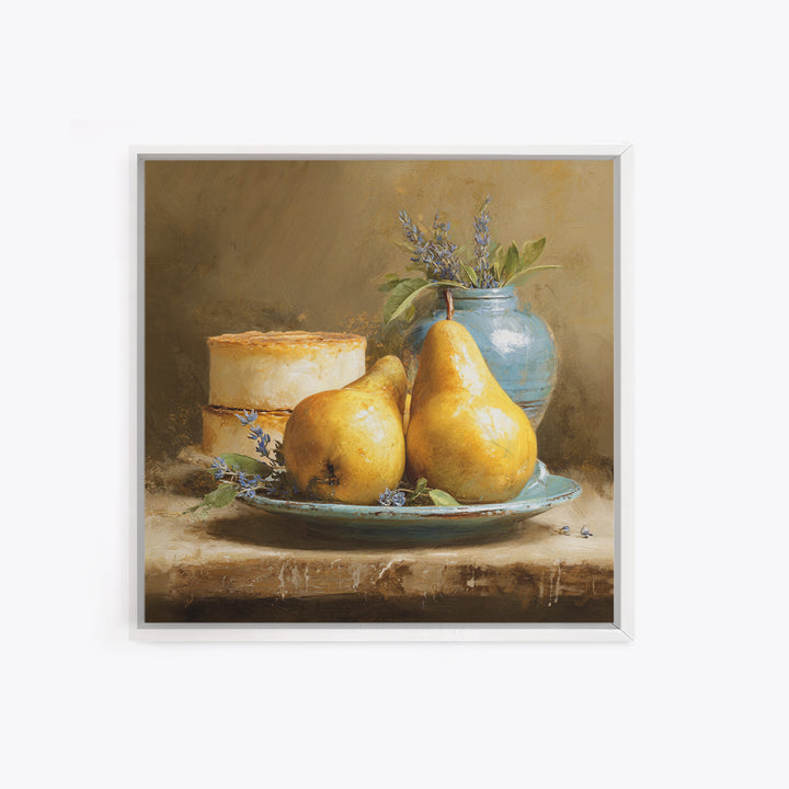 Farmhouse Pears on a Wooden Board Canvas Print, Kitchen Art, Kitchen Art Print, Kitchen Decor, Fine Art, Kitchen, KIT-1x1-9