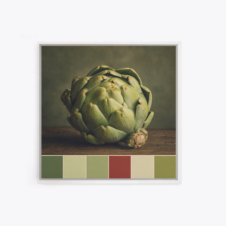 Artichoke Closeup in Painterly Green Tones Canvas Print, Kitchen Art, Coffee Print, Kitchen Decor, Fine Art, Kitchen, KIT-1x1-92