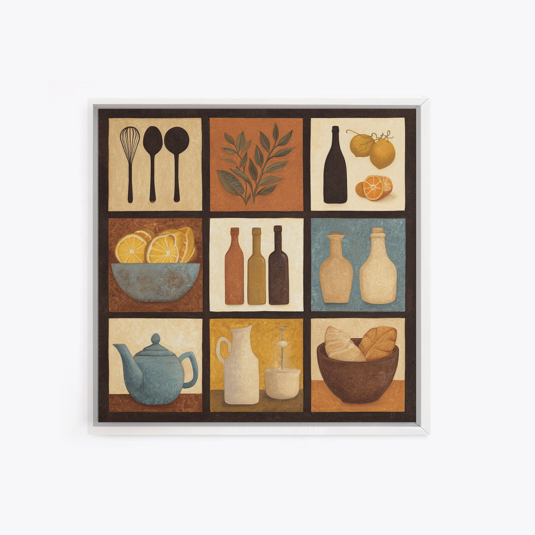 Kitchen Utensil Silhouettes Framed Canvas Print, Kitchen Art, Luxury Decor, Kitchen Decor, Abstract Art, Kitchen, Art Prints, KIT-1x1-93