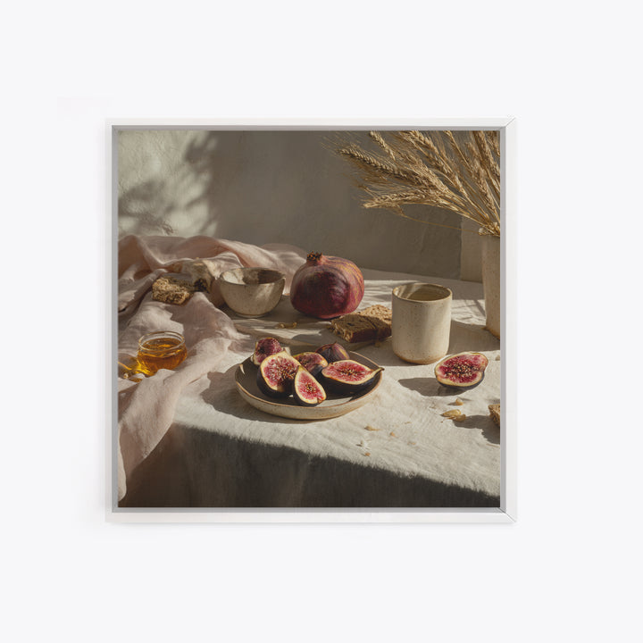 Figs Pomegranates and Linen Composition Canvas Print, Kitchen Art, Kitchen Art Print, Kitchen Decor, Abstract Art, Kitchen, KIT-1x1-94