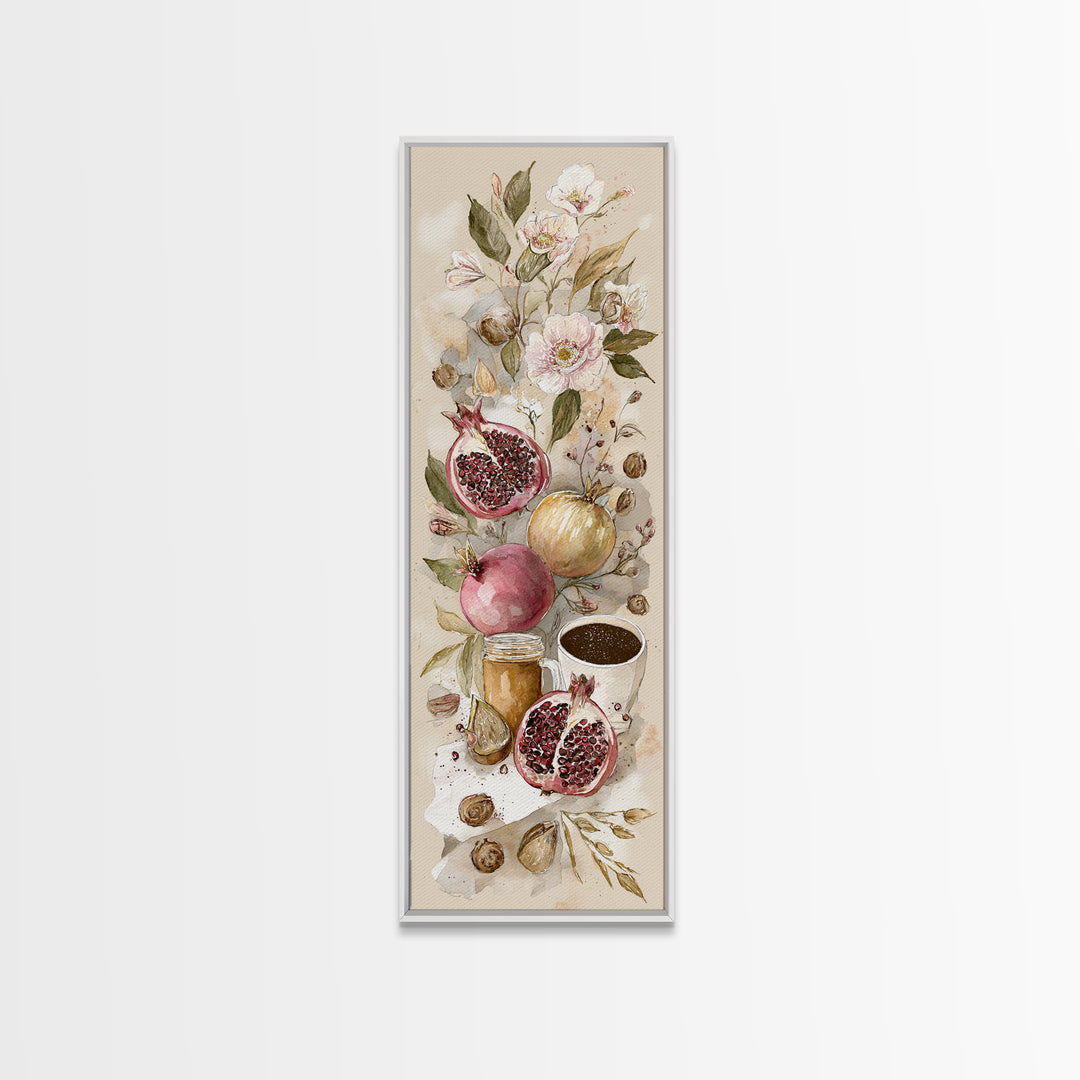 Figs Pomegranates and Linen Composition Canvas Print, Kitchen Art, Modern Art, Kitchen Decor, Abstract Art, Kitchen, KIT-1x3-10