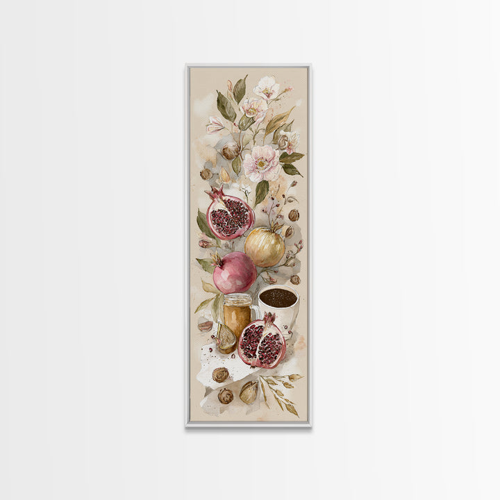Figs Pomegranates and Linen Composition Canvas Print, Kitchen Art, Modern Art, Kitchen Decor, Abstract Art, Kitchen, KIT-1x3-10