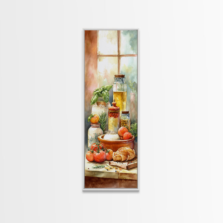 Watercolor Spice Jars Without Readable Labels Canvas Print, Kitchen Art, Kitchen Print, Kitchen Decor, Fine Art, Kitchen, KIT-1x3-49