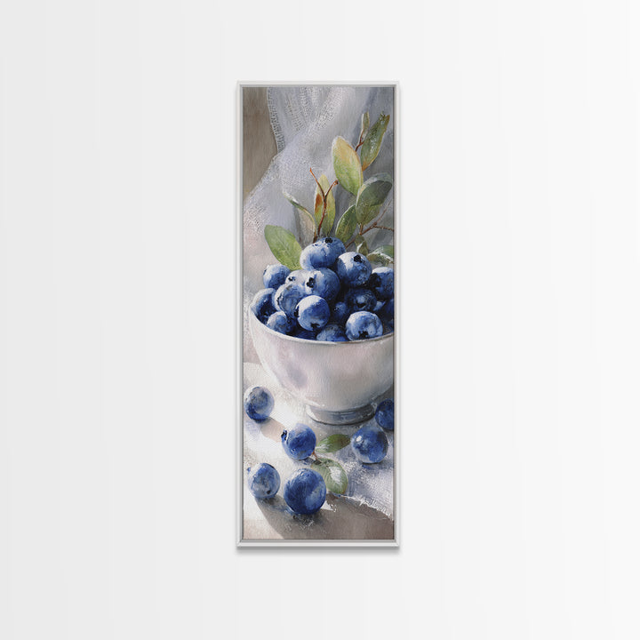 Blueberries in a White Bowl Canvas Print, Kitchen Art, Contemporary Art, Kitchen Decor, Fine Art, Kitchen, Kitchen Wall Art, KIT-1x3-7