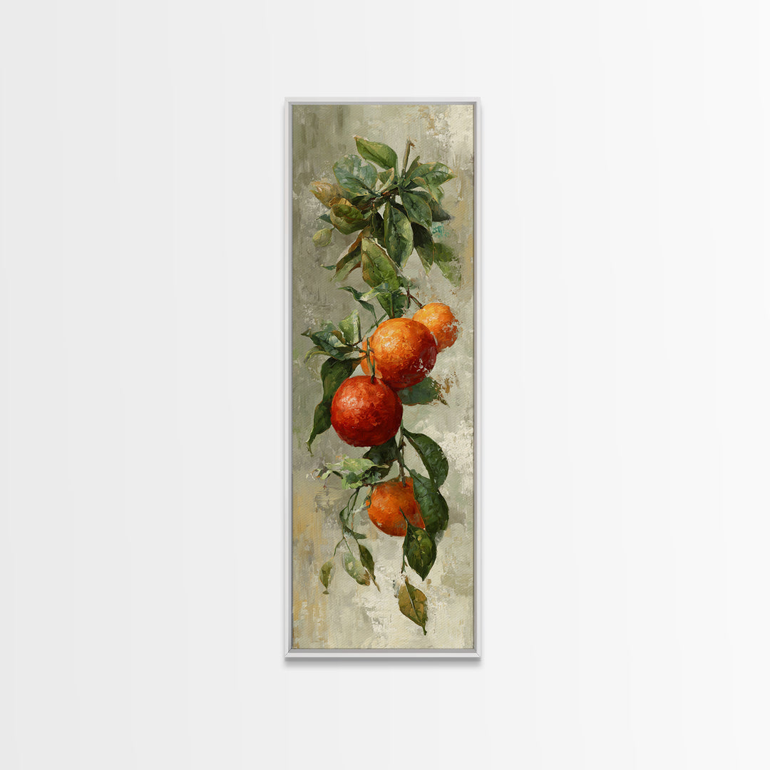 Orange Citrus Botanical Branch Framed Canvas Print, Kitchen Art, Minimalist Wall Art, Kitchen Decor, Fine Art, Kitchen, KIT-1x3-71