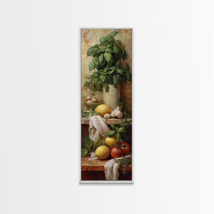 Pasta Lemons and Basil Mediterranean Still Life Canvas Print, Kitchen Art, Art Print, Kitchen Decor, Fine Art, Kitchen, KIT-1x3-77