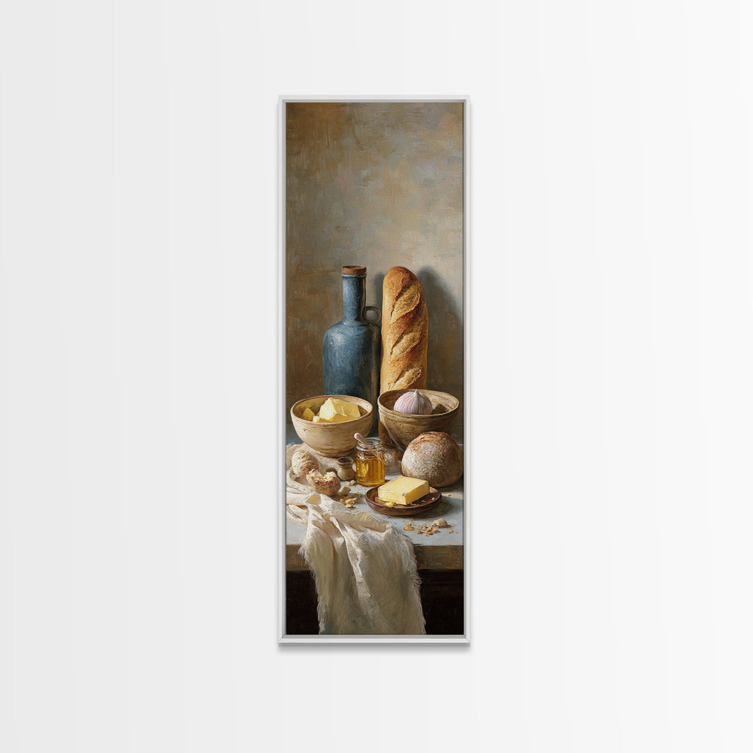 Fresh Bread with Butter and Honey Canvas Print, Kitchen Art, Bar Cart Decor, Kitchen Decor, Fine Art, Kitchen, Minimalist Decor, KIT-1x3-78