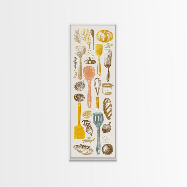 Kitchen Utensil Silhouettes Canvas Print, Kitchen Art, Kitchen Wall Art, Kitchen Decor, Abstract Art, Kitchen, KIT-1x3-81
