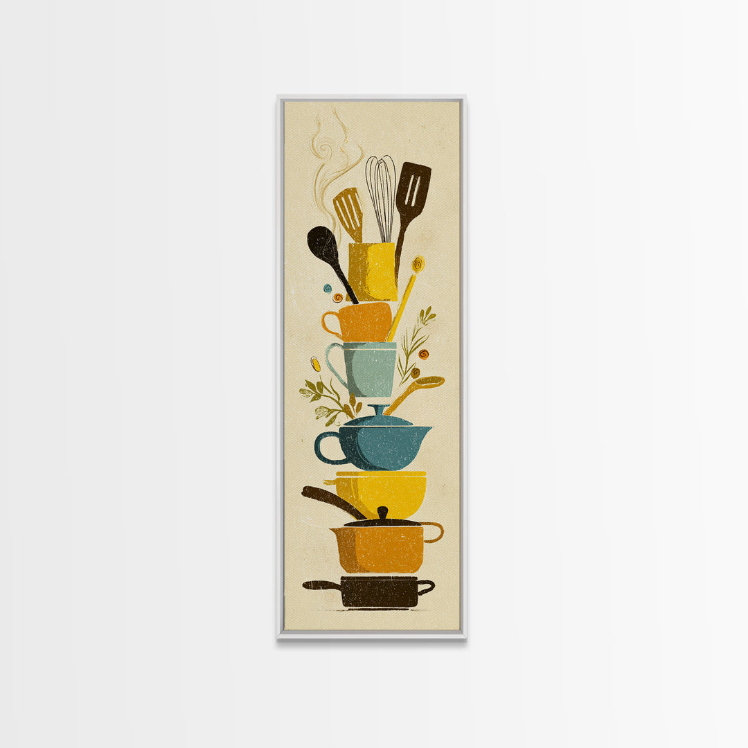 Kitchen Utensil Silhouettes Canvas Print, Kitchen Art, Neutral Decor, Kitchen Decor, Abstract Art, Kitchen, Wall Art, KIT-1x3-9