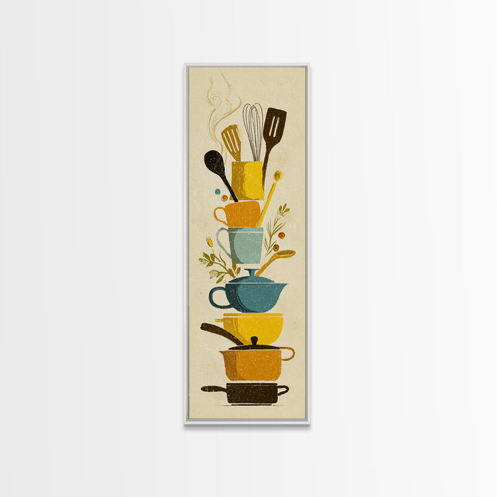 Kitchen Utensil Silhouettes Canvas Print, Kitchen Art, Neutral Decor, Kitchen Decor, Abstract Art, Kitchen, Wall Art, KIT-1x3-9