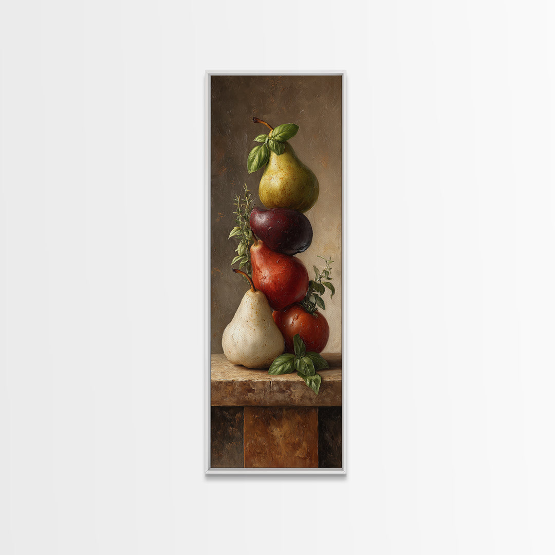 Farmhouse Pears on a Wooden Board Canvas Print, Kitchen Art, Minimalist Decor, Kitchen Decor, Fine Art, Kitchen, Art Deco, KIT-1x3-93
