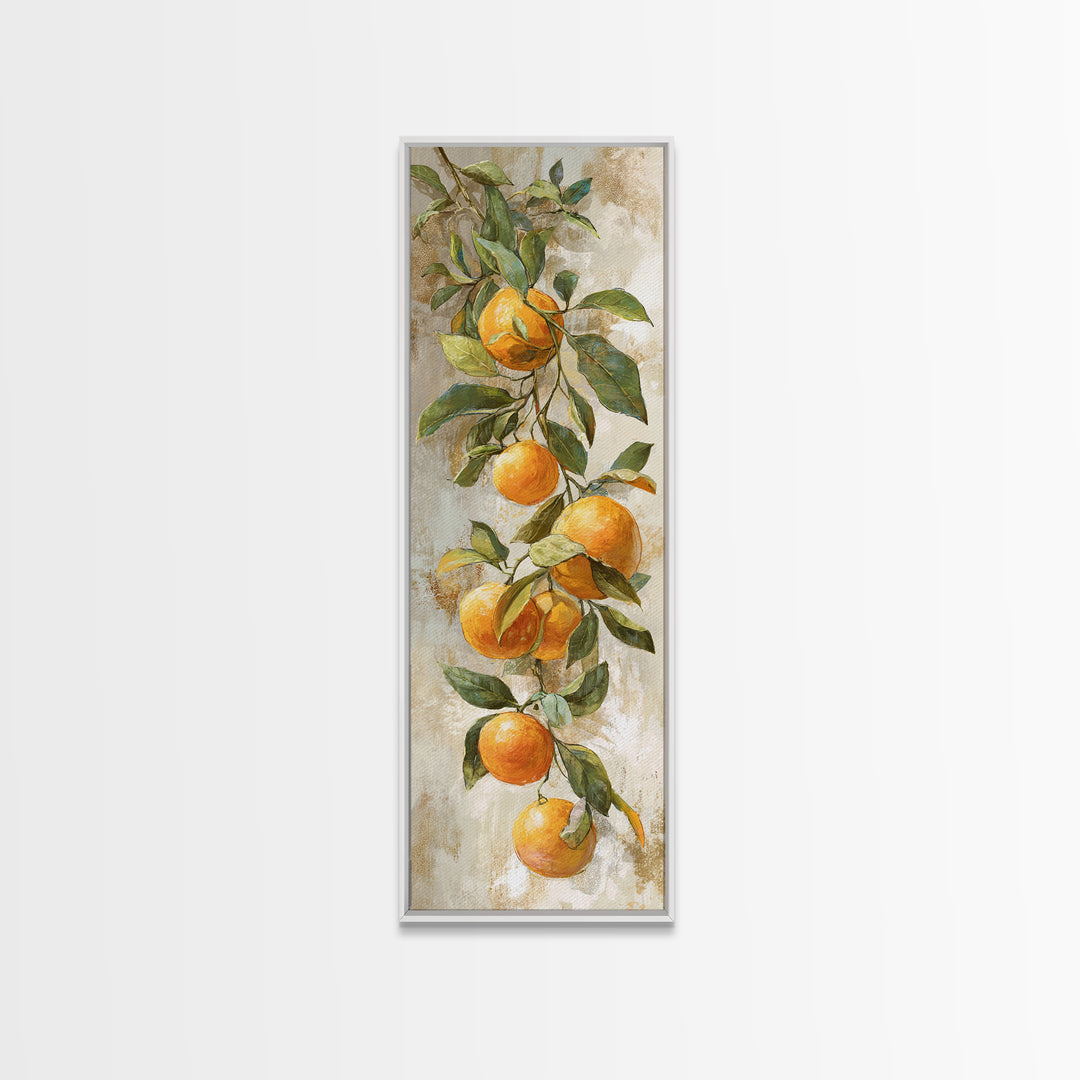 Orange Citrus Botanical Branch Canvas Print, Kitchen Art, Kitchen Print, Kitchen Decor, Oil Painting, Kitchen, Art Print, KIT-1x3-95