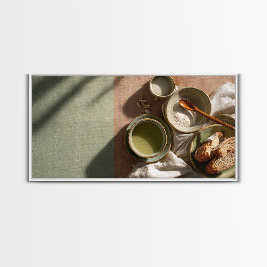Artichoke Closeup in Painterly Green Tones Framed Canvas Print, Kitchen Art, Fine Art Print, Kitchen Decor, Fine Art, Kitchen, KIT-2x1-16